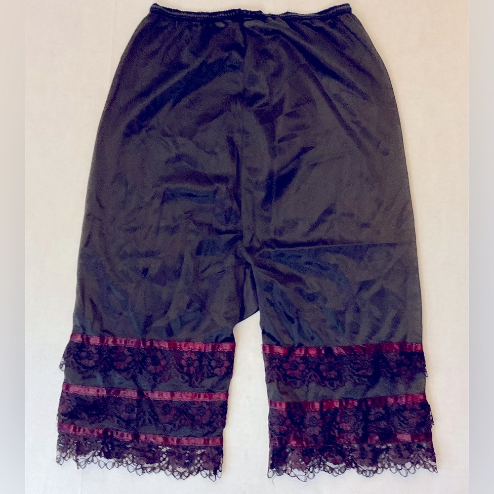 Women’s Black Lace-Trim Long Slip Shorts